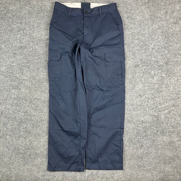 Red Kap Work Pants Mens Size 34 Navy Cargo Utility Industrial Straight Fit - Picture 1 of 9